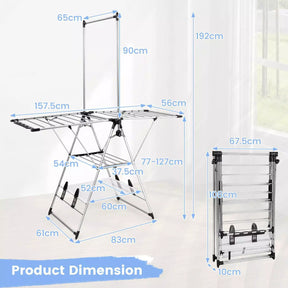 Clothes Drying Rack Stainless Steel Gullwing Style Rack w/ 6 Adjustable Height
