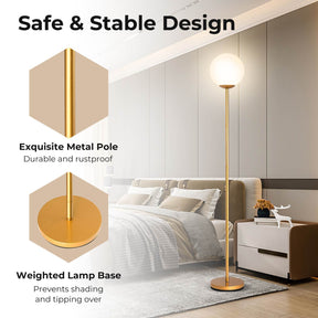 LED Floor Lamp, Globe Lamp Cover Floor Lamp Mid Century Modern Standing Lamp
