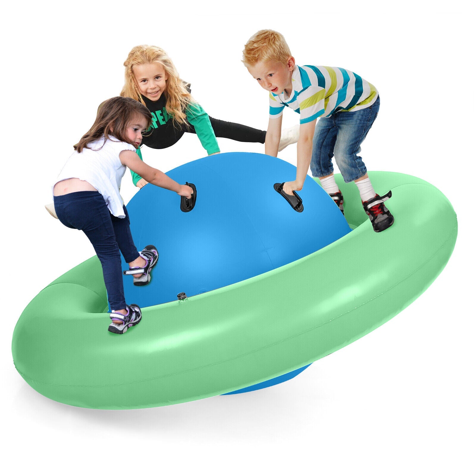 HONEY JOY 7.5FT Inflatable Dome Rocker Bouncer w/ 6 Handles Outdoor Ba