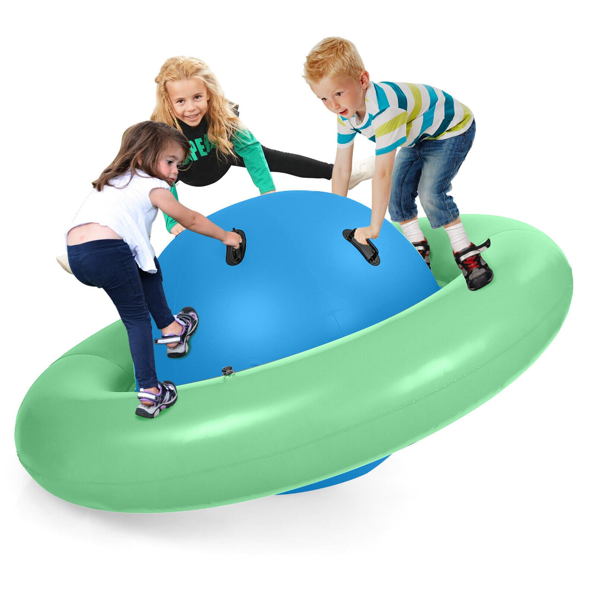 HONEY JOY 7.5FT Inflatable Dome Rocker Bouncer w/ 6 Handles Outdoor Balance Game