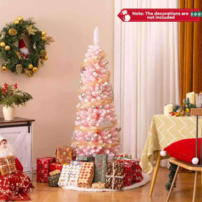 Christmas Slim Pencil Tree Unlit Corner Xmas Decoration for Seasonal Home