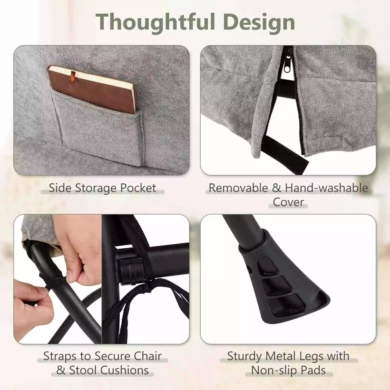 Lazy Chair w/ Ottoman Sherpa Lounge Accent Chair w/ Folding Footrest for Bedroom