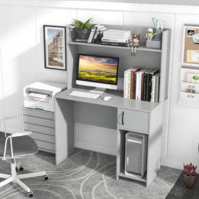 Giantex Computer Desk with Hutch, Home Office Desk w/Raised Display Shelf & 2 Open Shelves