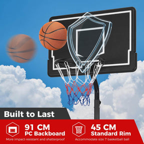 2.1-2.6m Adjustable Portable Outdoor Basketball Hoop,Kids Basketball Goal System
