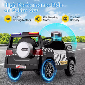 Kids Ride on Police Car 12V Electric Battery Powered Cop Car Flashing Lights