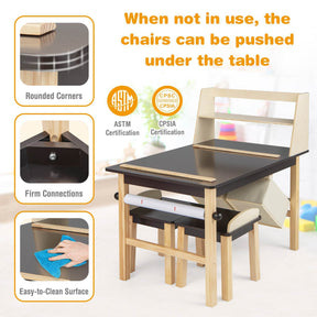 Kids Table and Chairs Set 3PCS Art Drawing Activity Desk Stools w/Storage Bins