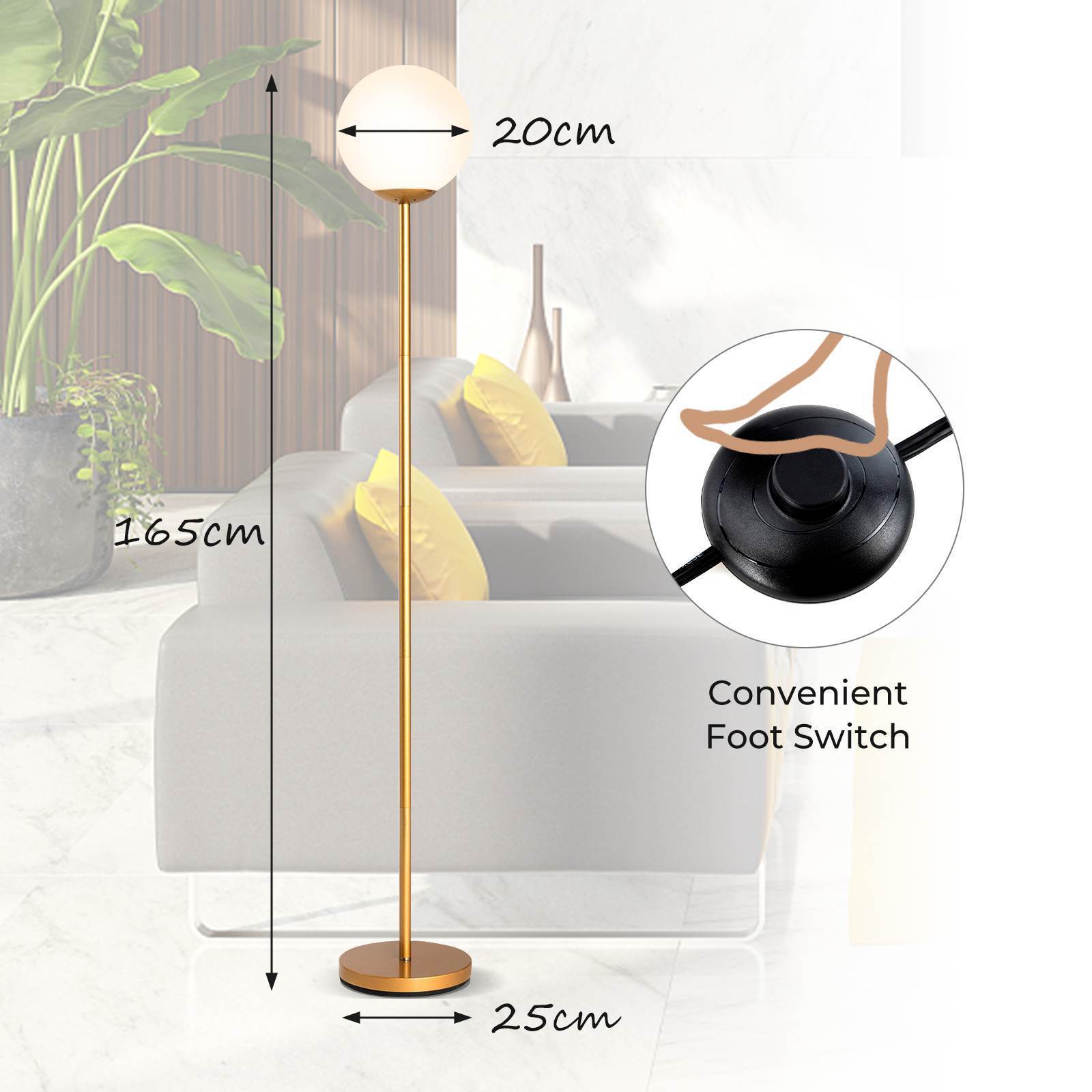LED Floor Lamp, Globe Lamp Cover Floor Lamp Mid Century Modern Standing Lamp