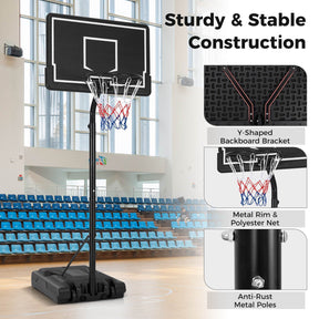 2.1-2.6m Adjustable Portable Outdoor Basketball Hoop,Kids Basketball Goal System