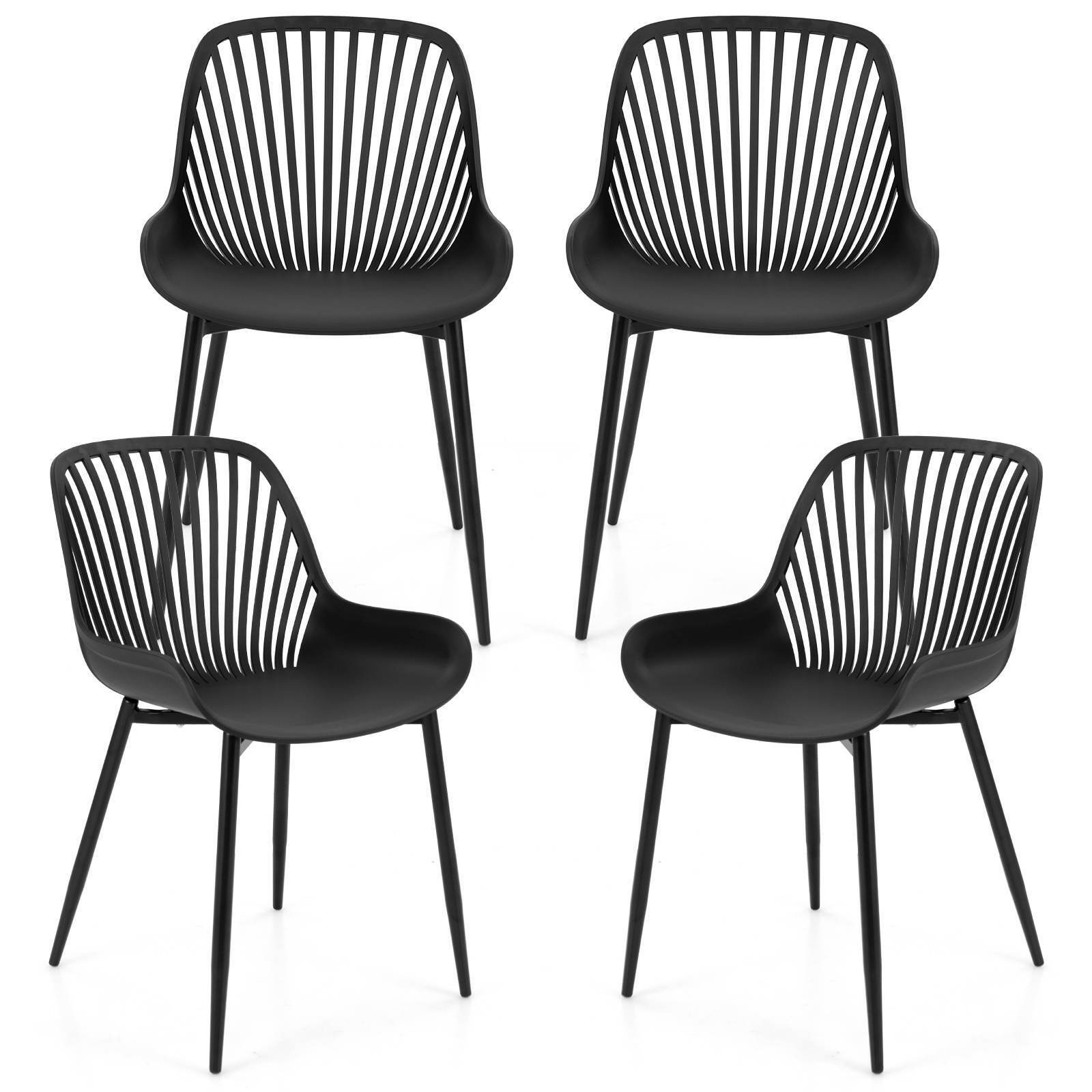 Set of 4 Plastic Dining Chair Modern Armless Kitchen Dining Room Side Chairs