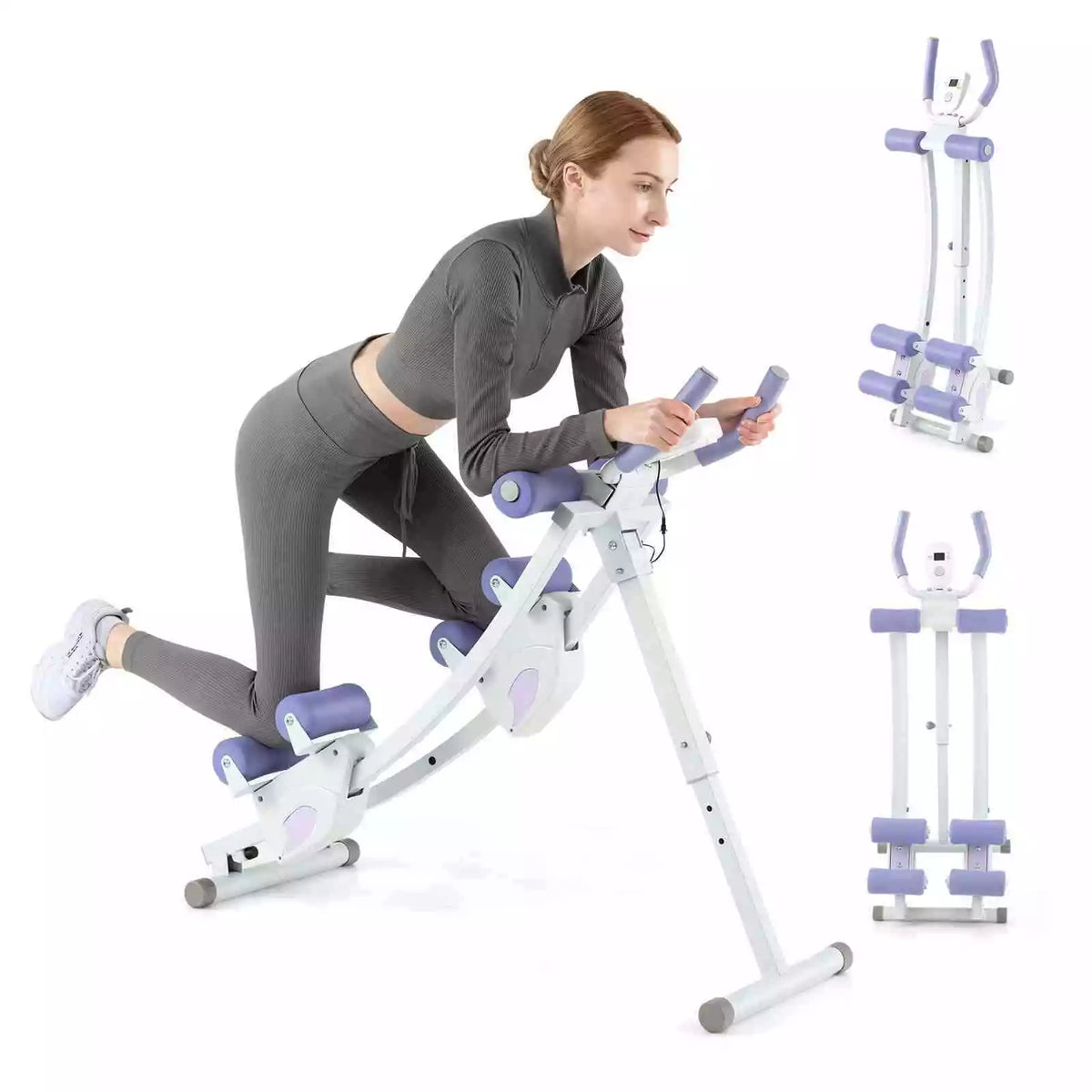 Foldable Core & Abdominal Workout Trainer w/ 4 Adjustable Heights & LCD Monitor