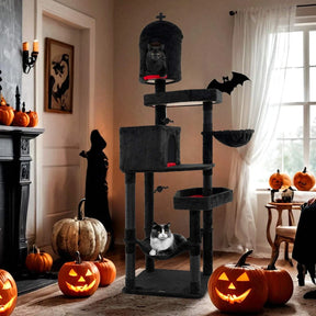 Gothic Cat Tree Indoor Extra Large Cat Tower w/ 2 Cat Condos & Scratching Posts