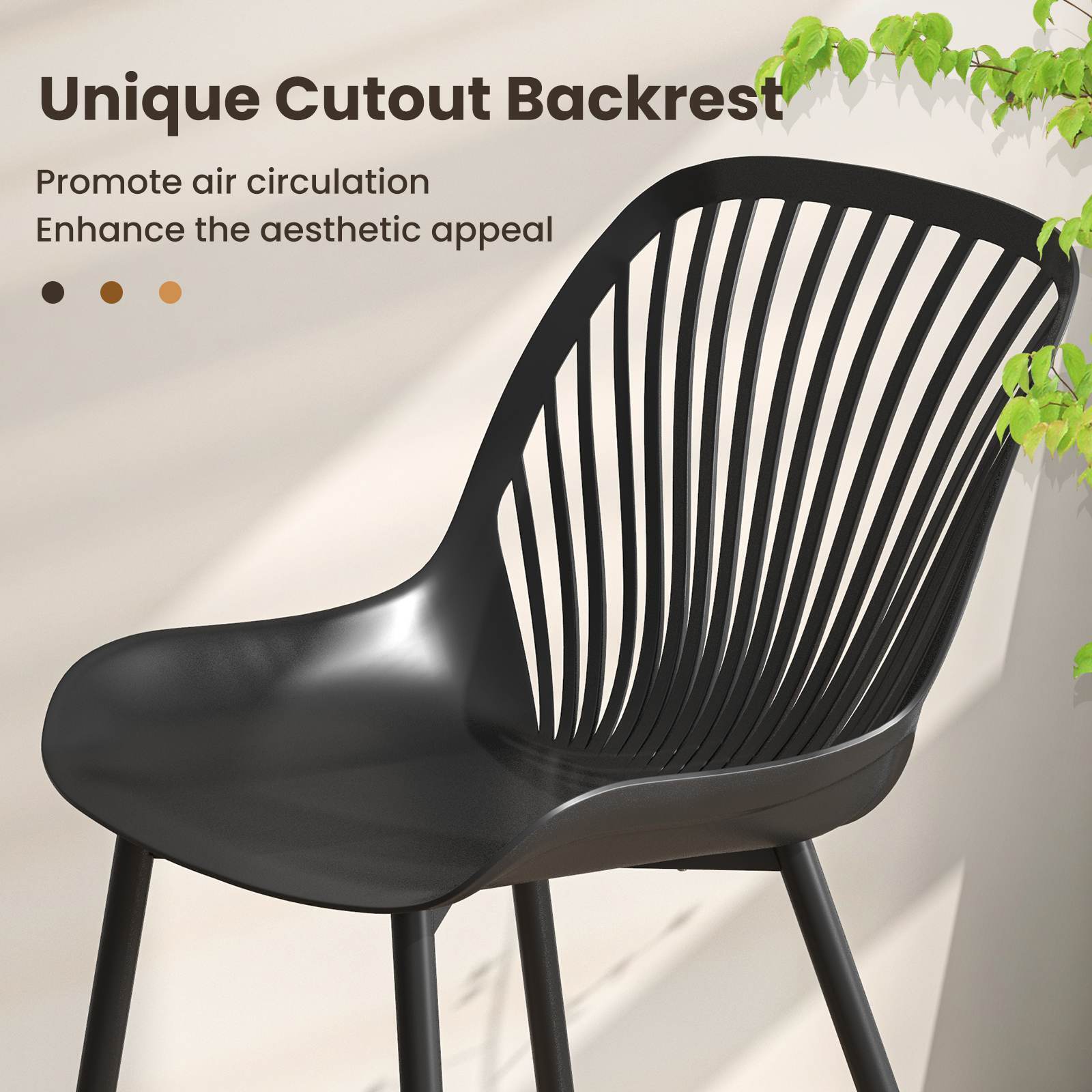 Set of 4 Plastic Dining Chair Modern Armless Kitchen Dining Room Side Chairs