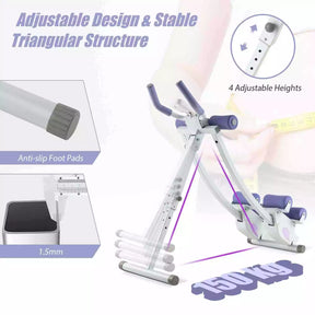 Foldable Core & Abdominal Workout Trainer w/ 4 Adjustable Heights & LCD Monitor