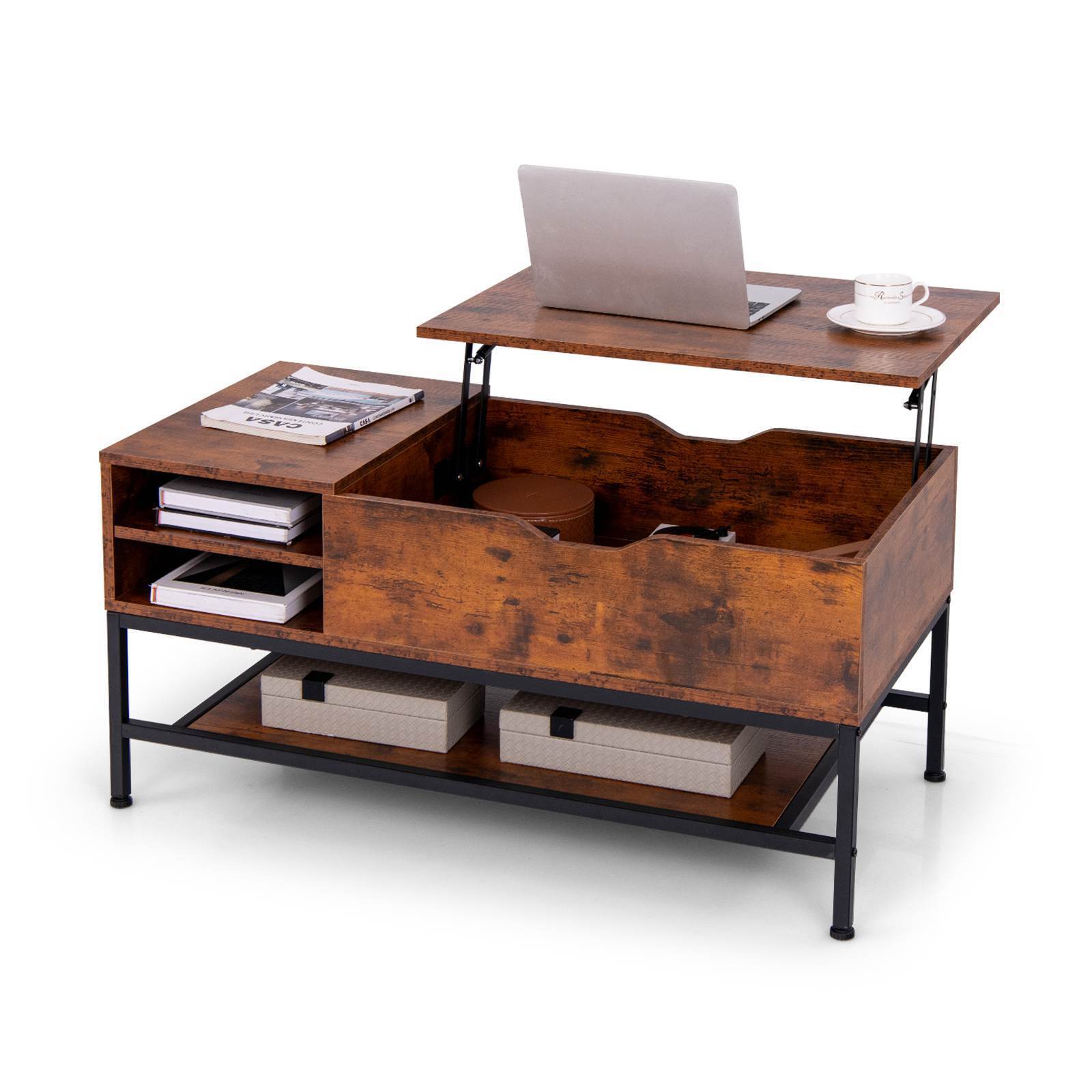 Lift Up Coffee Table Flip Top Center Table Storage Shelf Home Living Room