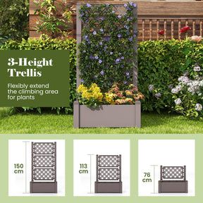 Self-Watering Raised Garden Bed Planter Box with 3-Height Trellis 76x45x150 cm