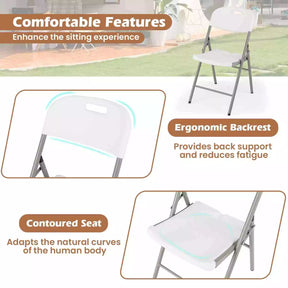 4 Pack Portable Seats w/ Metal Frame Stackable Folding Chairs for Indoor Outdoor