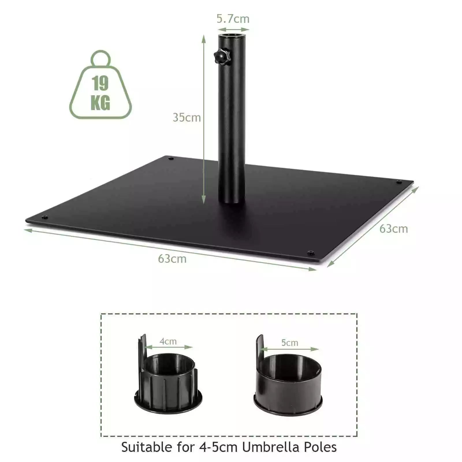 Giantex 63cm Patio Umbrella Base 19kg Outdoor Umbrella Holder with 4 Adjustable Footpads
