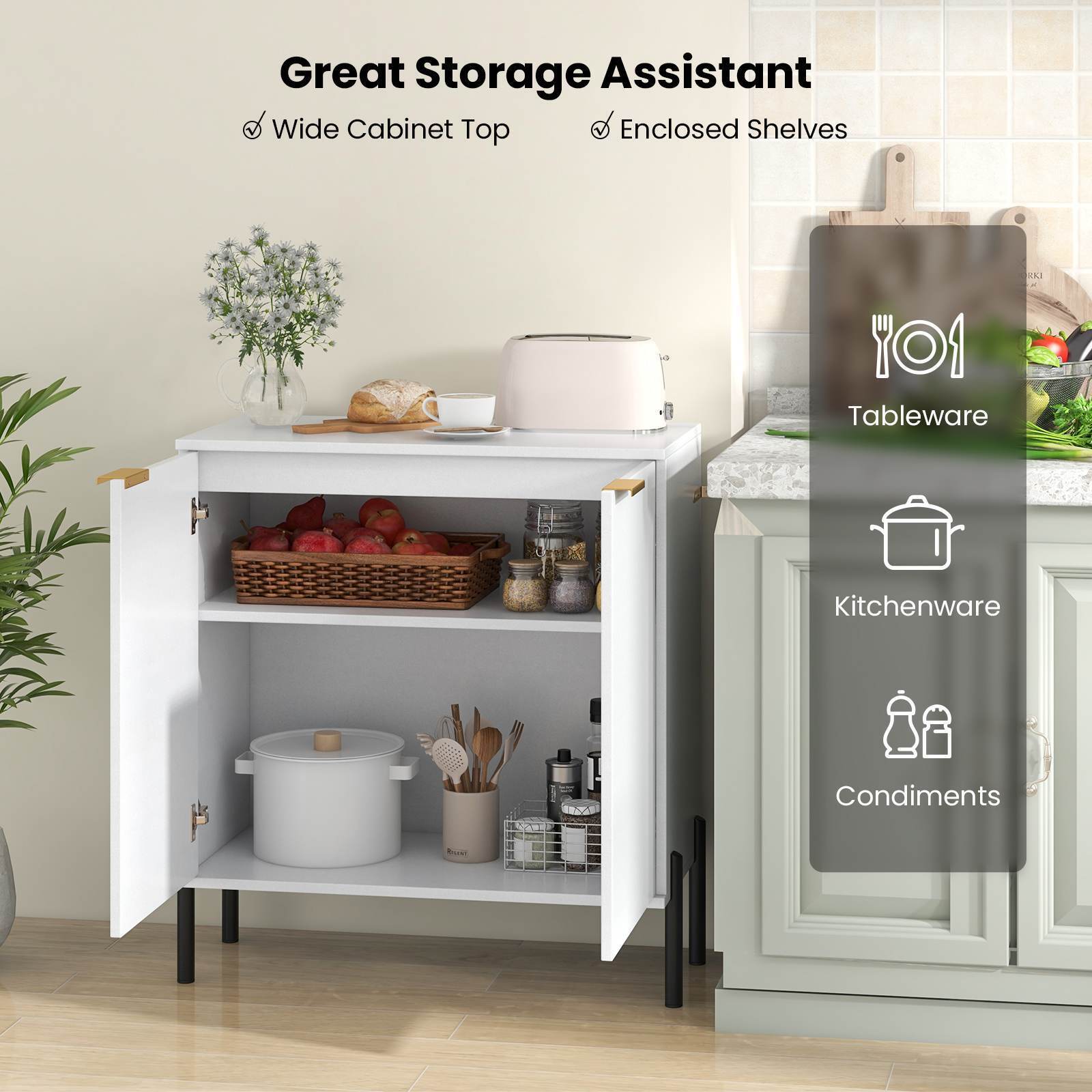 2-Door Buffet Storage Cabinet Sideboard Cabinet with Shelf Cupboard Kitchen Home