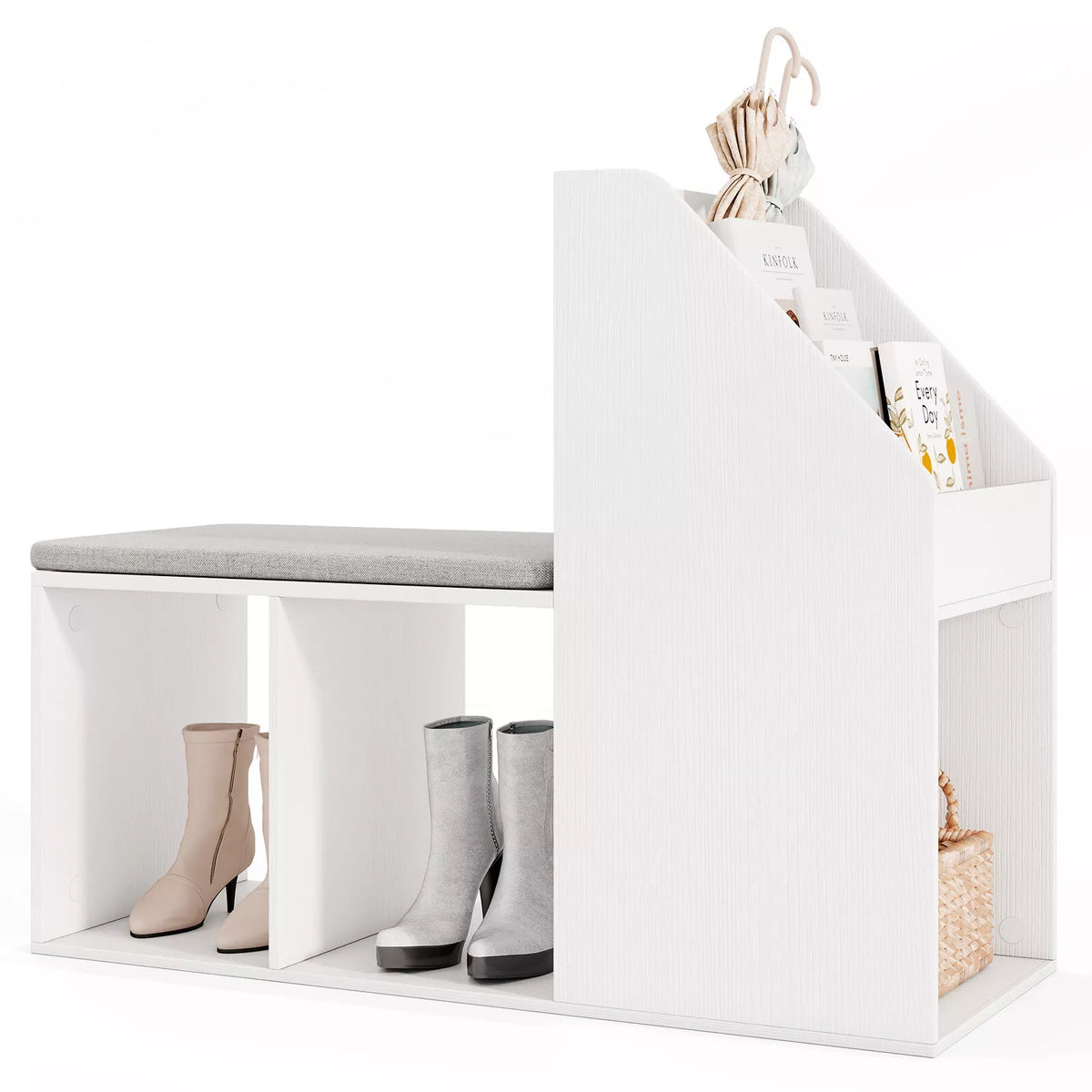 Shoe Storage Bench w/ Removable Seat Cushion Entryway Bench Shoe Rack Bench