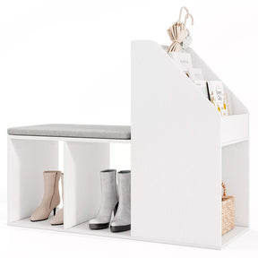 Shoe Storage Bench w/ Removable Seat Cushion Entryway Bench Shoe Rack Bench