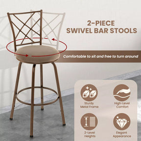 Swivel Bar Stool Set of 2 61-76cm Seat Height Barstool Set Adjustable Height