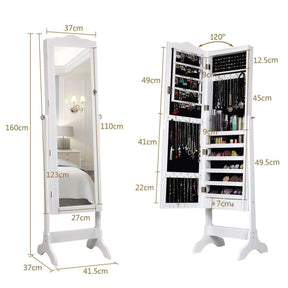 Floor Standing Jewelry Armoire Cabinet Organizer Full Length Mirrored Lockable