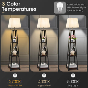 Trapezoidal Designed Floor Lamp, 3 Tiered Storage Lamps, Shelf Floor Lamp