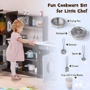 HONEY JOY Kids Kitchen Playset Wooden Corner Play Kitchen Cooking Stove Play Set
