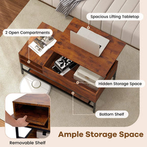 Lift Up Coffee Table Flip Top Center Table Storage Shelf Home Living Room