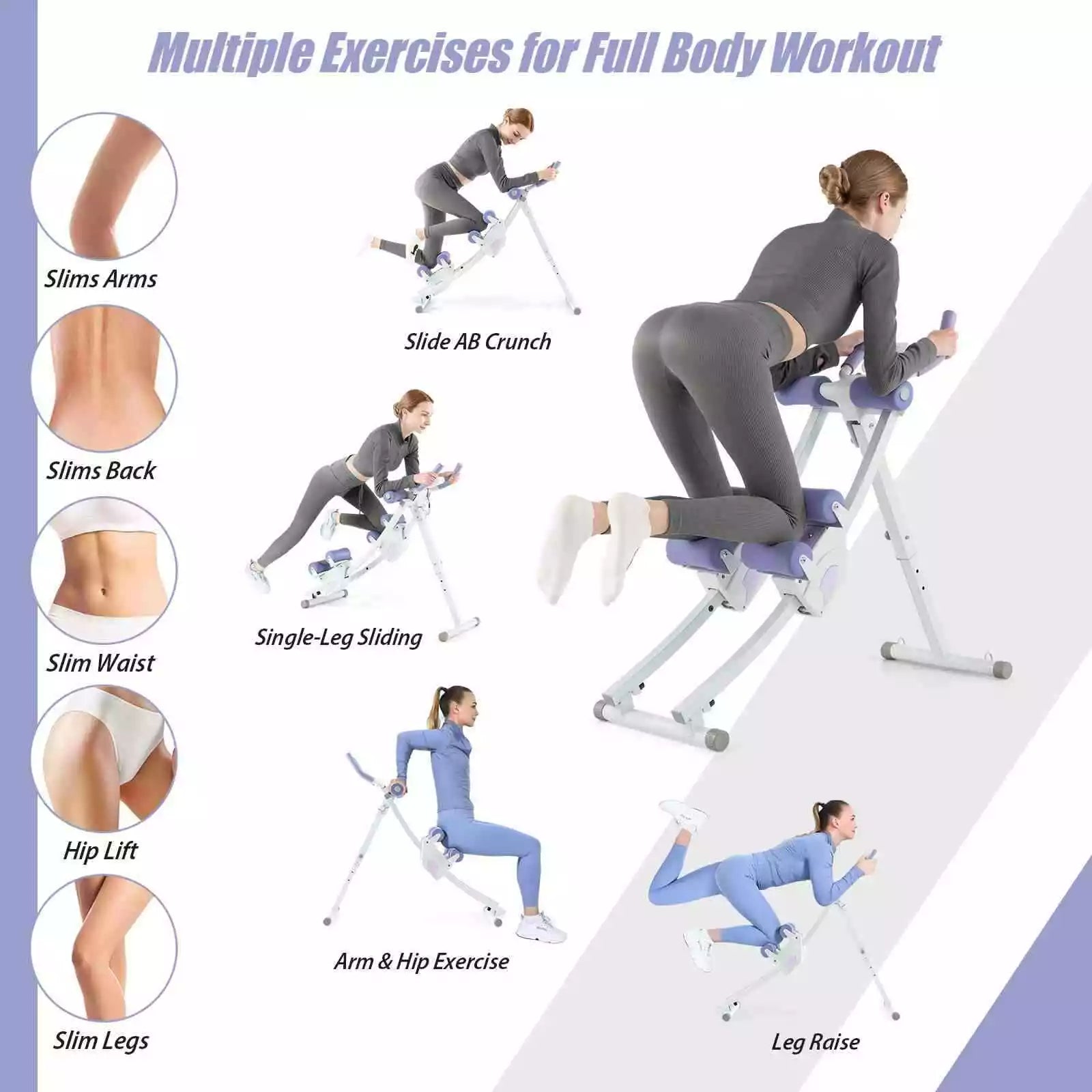 Foldable Core & Abdominal Workout Trainer w/ 4 Adjustable Heights & LCD Monitor