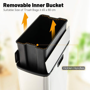 46L Stainless Steel Trash Can Kitchen Waste Bin Slim Step Garbage Can Dustbin