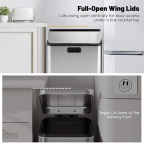 46L Stainless Steel Trash Can Kitchen Waste Bin Slim Step Garbage Can Dustbin