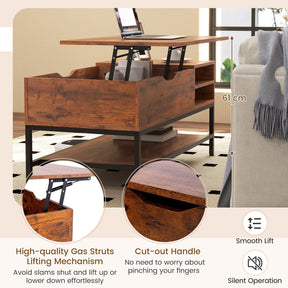 Lift Up Coffee Table Flip Top Center Table Storage Shelf Home Living Room