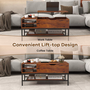 Lift Up Coffee Table Flip Top Center Table Storage Shelf Home Living Room