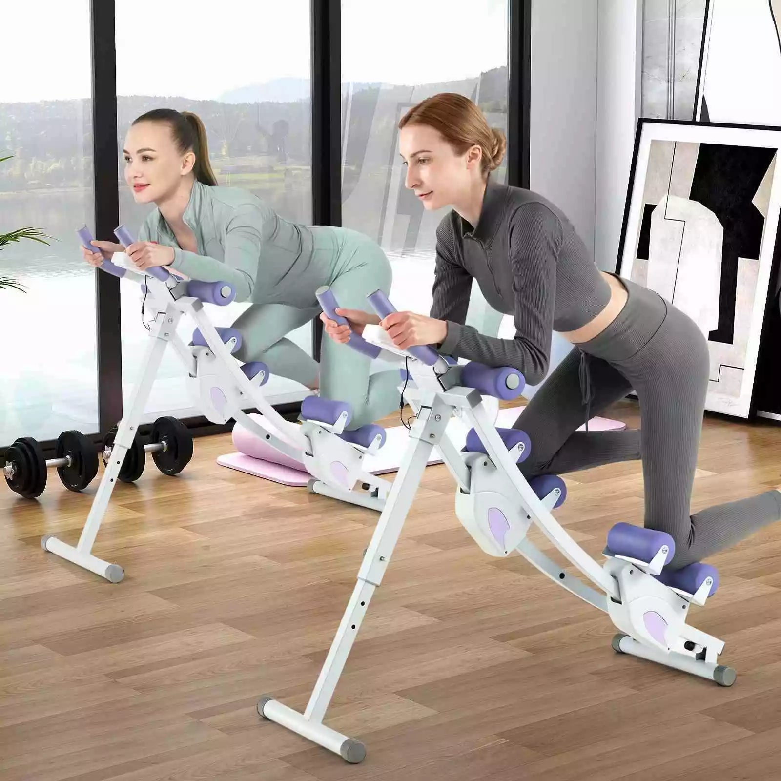 Foldable Core & Abdominal Workout Trainer w/ 4 Adjustable Heights & LCD Monitor