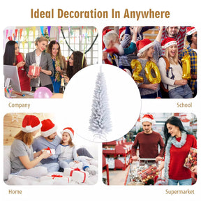 Artificial Pencil Christmas Tree W/ PVC Branch Tips for Holiday Decoration White