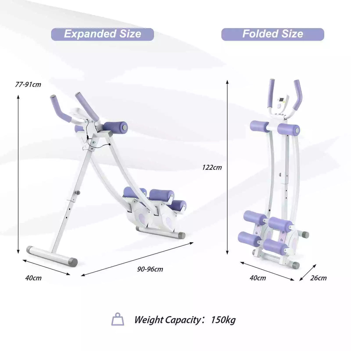 Foldable Core & Abdominal Workout Trainer w/ 4 Adjustable Heights & LCD Monitor