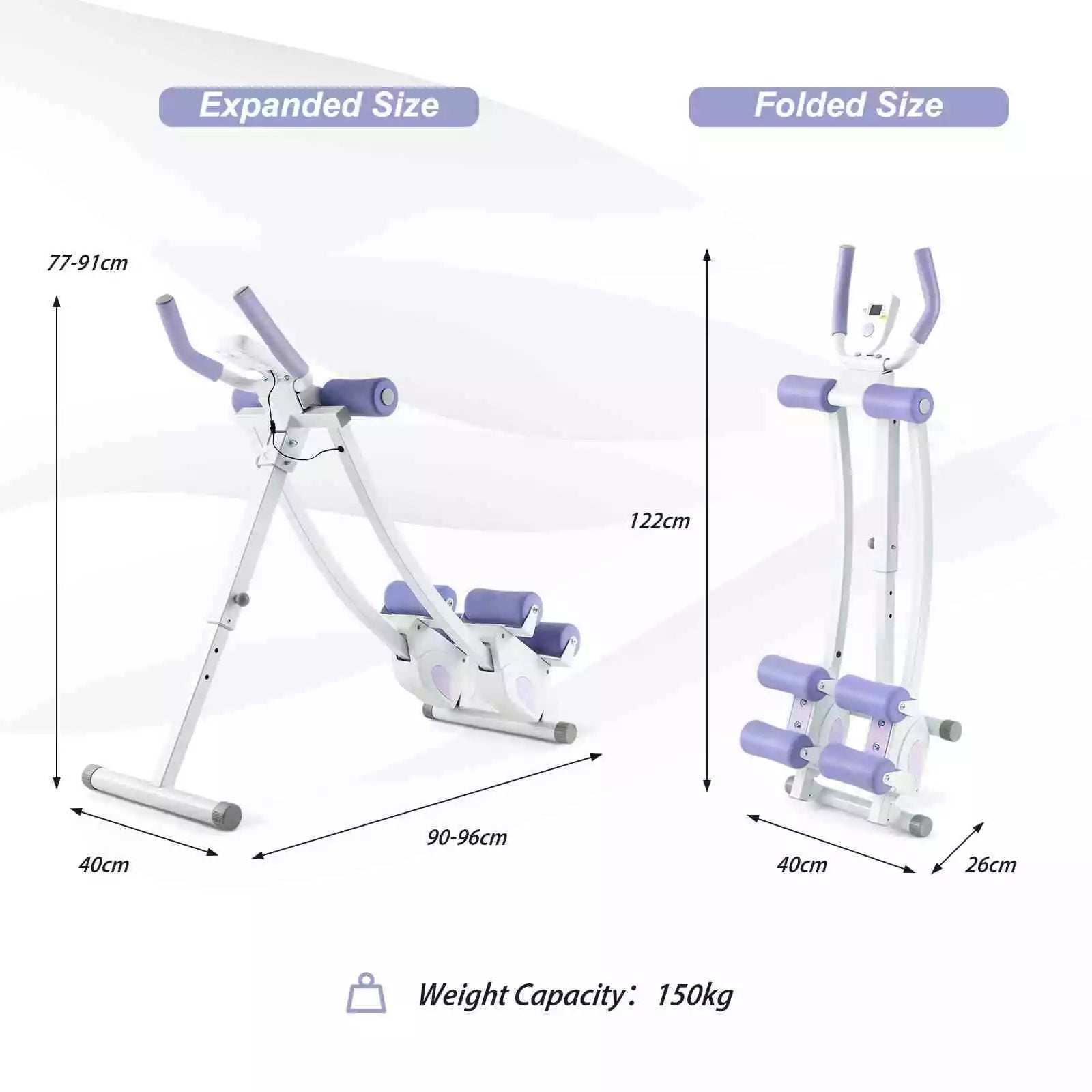 Foldable Core & Abdominal Workout Trainer w/ 4 Adjustable Heights & LCD Monitor