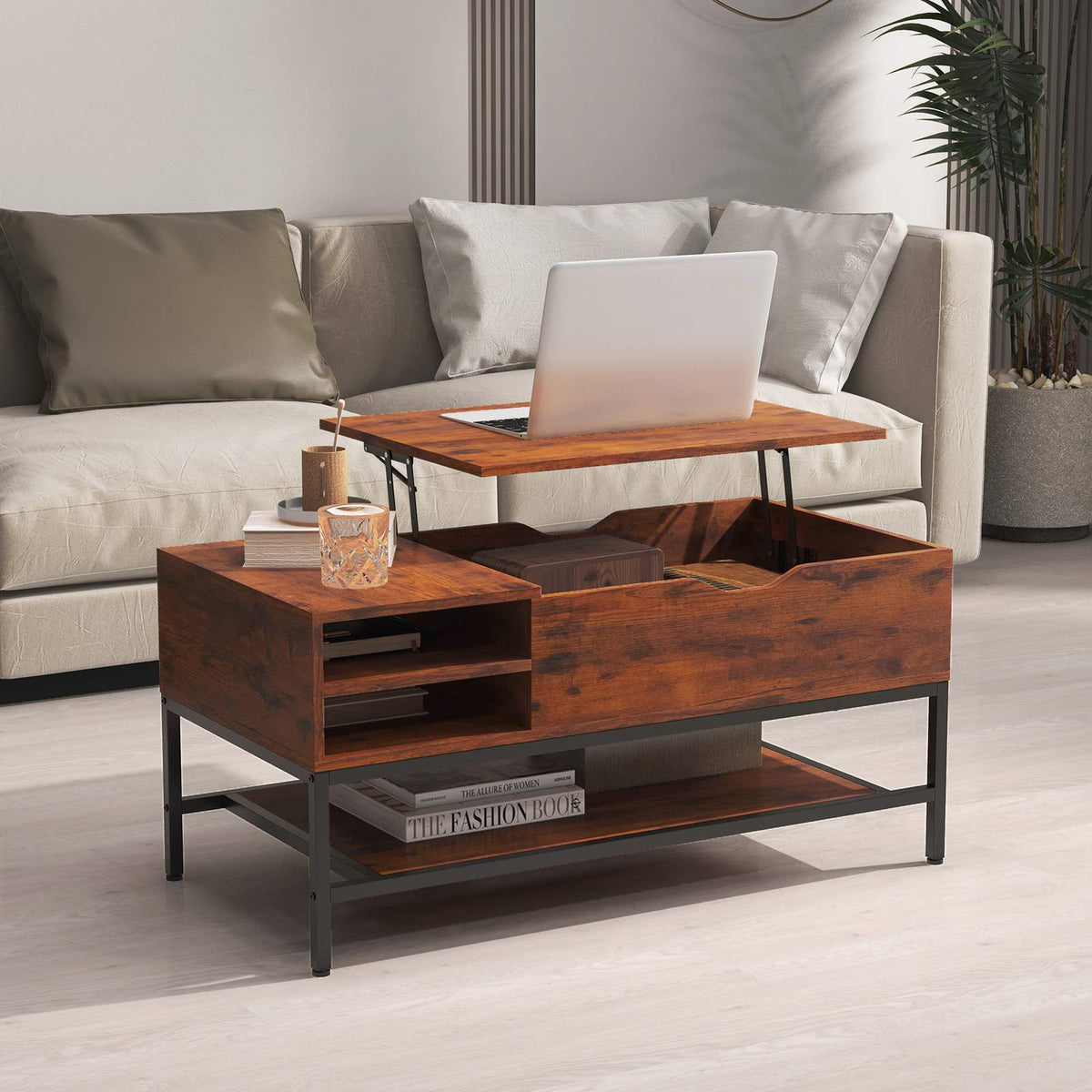 Lift Up Coffee Table Flip Top Center Table Storage Shelf Home Living Room