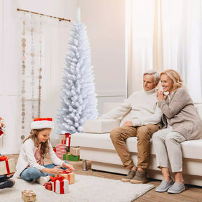 Artificial Pencil Christmas Tree W/ PVC Branch Tips for Holiday Decoration White