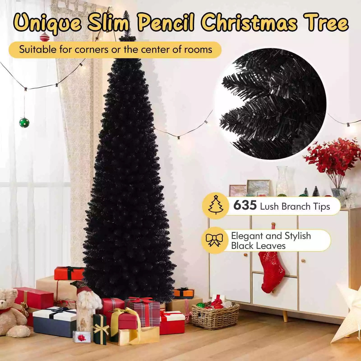Artificial Halloween Christmas Tree Slim Pencil Tree Decoration for Corner Party