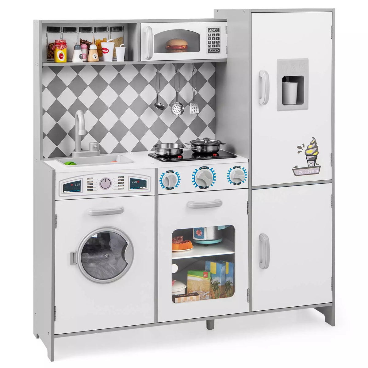 HONEY JOY Kids Kitchen Playset Pretend Play Kitchen Toy Set w/Washing Machine