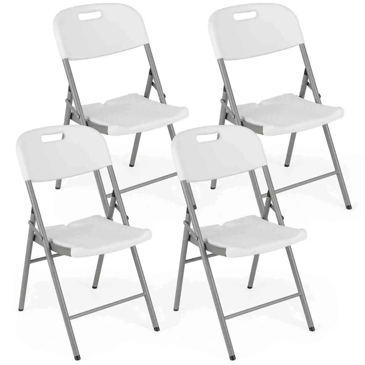 4 Pack Portable Seats w/ Metal Frame Stackable Folding Chairs for Indoor Outdoor