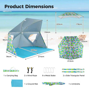 Beach Umbrella Tent, UPF50+ Sun Protection, Outdoor Pop up Sunshade Tent, Yard