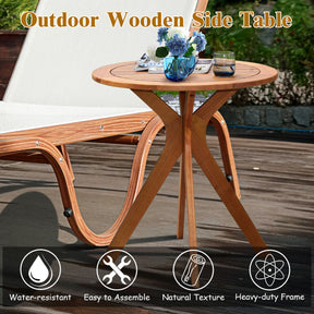 70 cm Outdoor Round Table Solid Wood Coffee Side Bistro Table for Garden Patio