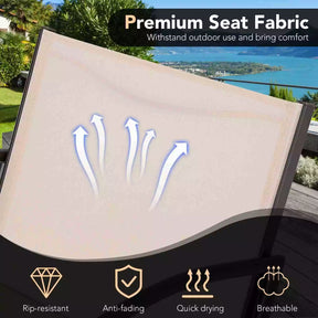 3 Piece Patio Bistro Set Aluminum Outdoor Furniture w/ Curved Fabric Seat Porch