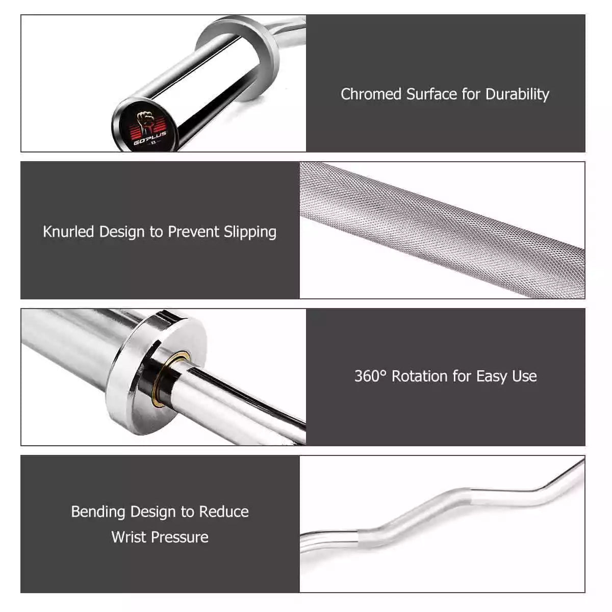 1.2m Olympic EZ Curl Weight Bar, Ideal for Biceps & Forearm Strength Training