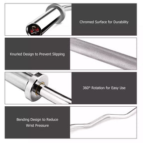 1.2m Olympic EZ Curl Weight Bar, Ideal for Biceps & Forearm Strength Training