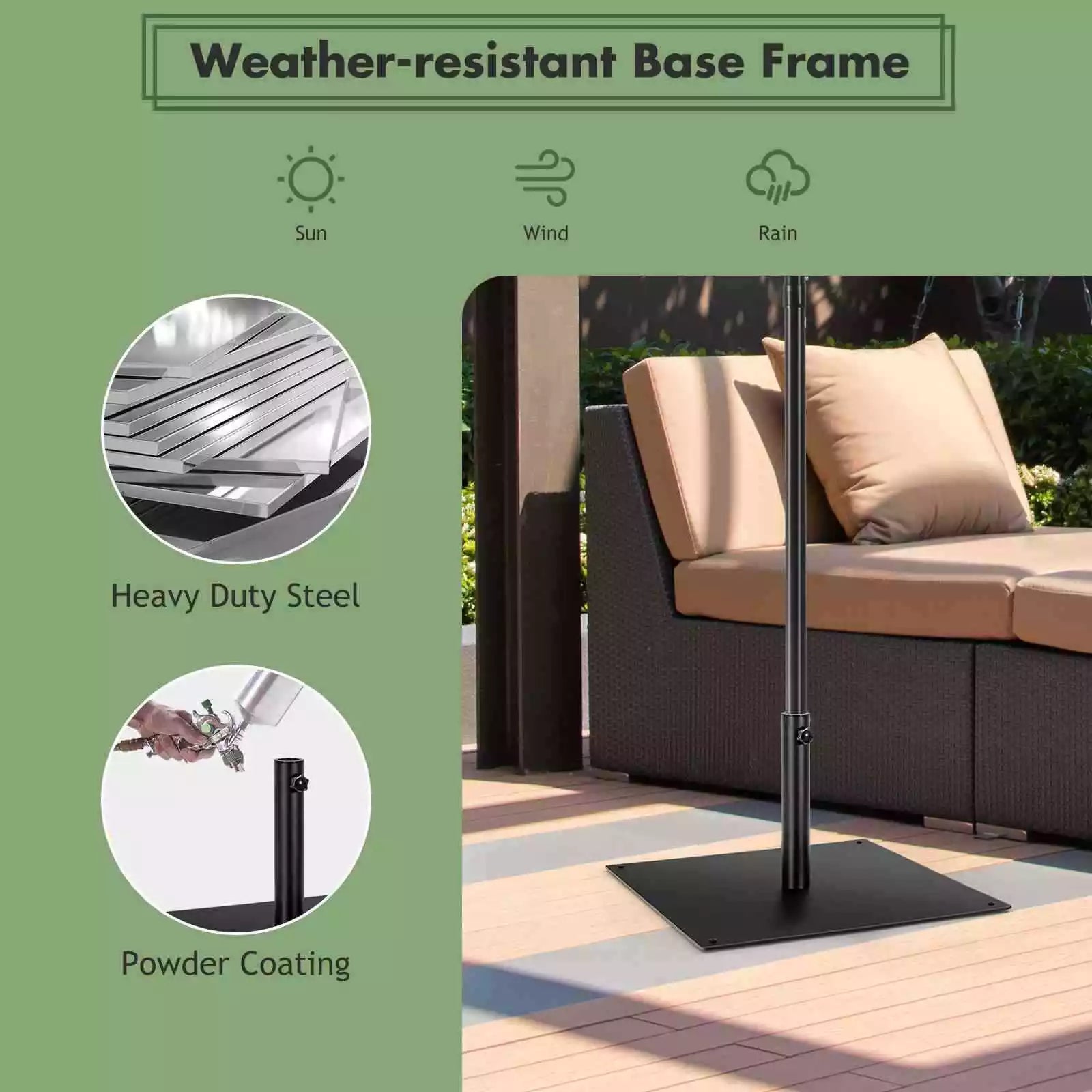 Giantex 63cm Patio Umbrella Base 19kg Outdoor Umbrella Holder with 4 Adjustable Footpads