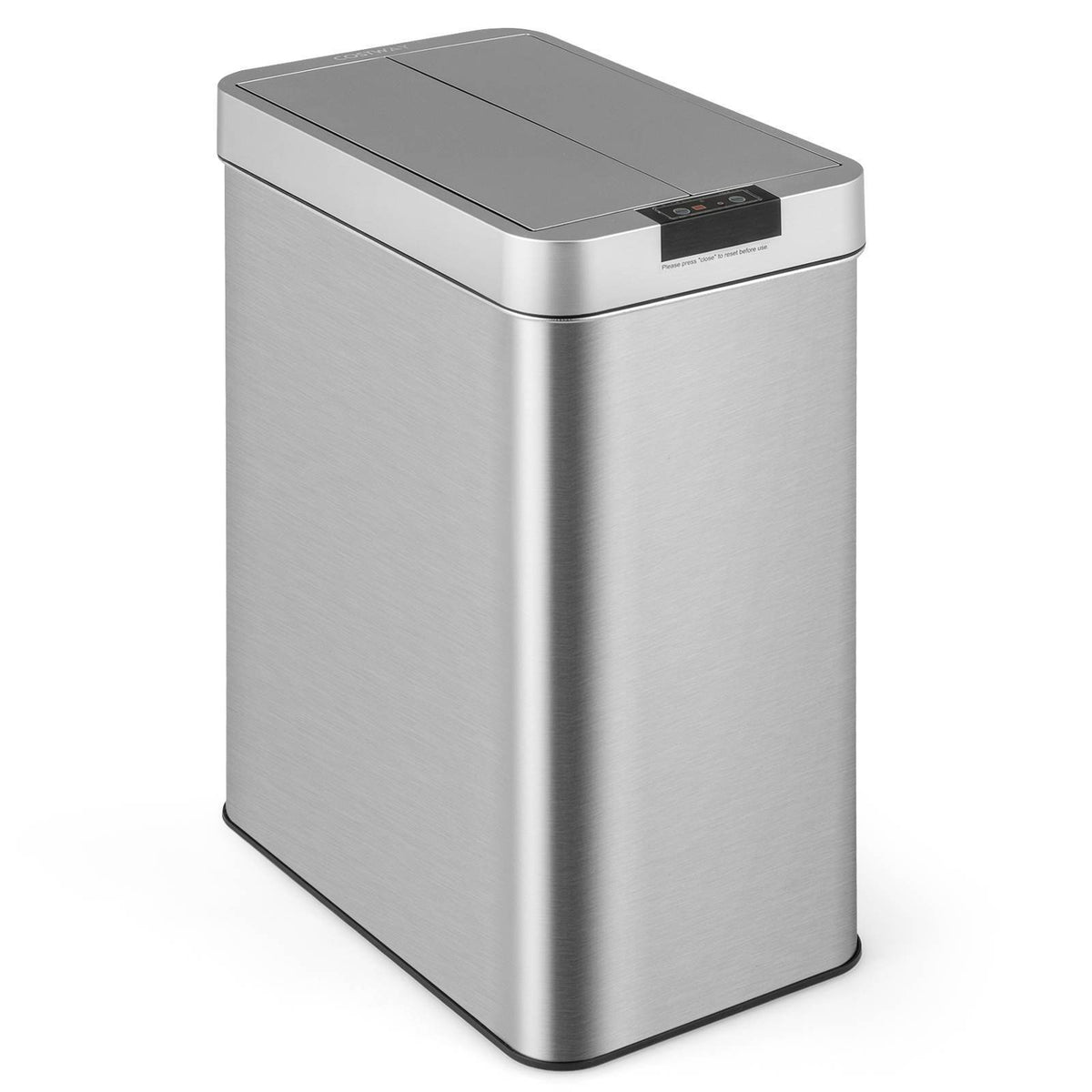 50L Slim Kitchen Trash Can w/ Wing Lids Stainless Automatic Sensor Garbage Can